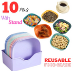 Rainbow plates - Square (Pack of 10 Plates with stand)